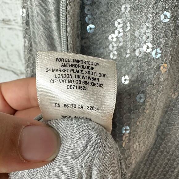 Anthropologie Ett:twa Claudette Jumpsuit Romper Sequin Crop Gray 14 - Picture 13 of 14